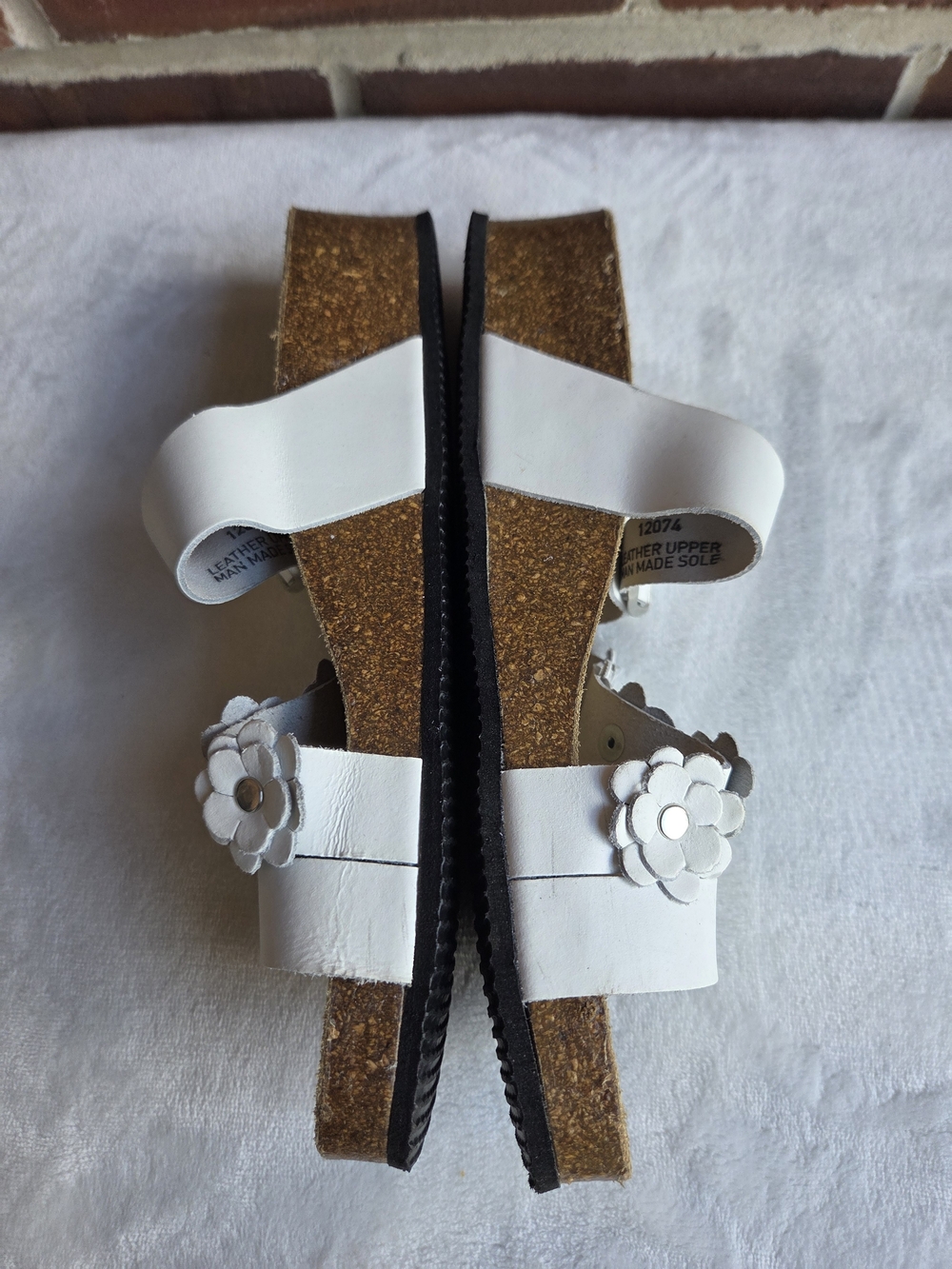 Autenti White Floral Leather Footbed Slide Sandals EU 39 US 8.5 Comfort - Picture 12 of 12